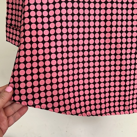 WISHFUL PARK Salmon Pink/Black Polka Dot Top W/Button Cuffs, Sz Medium, GUC. - Picture 7 of 8